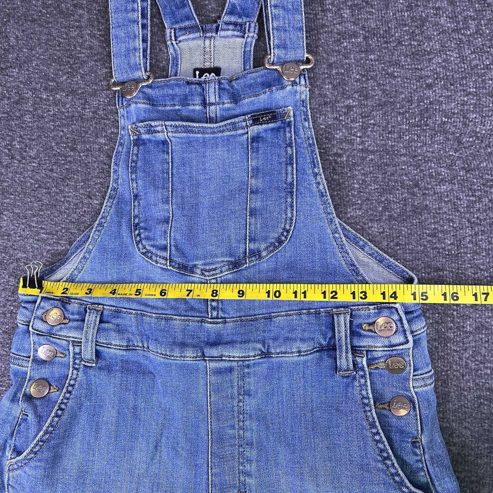 Lee Overalls Womens Small Blue Medium Wash Farm Chore Boho Bib Shortalls Pockets - Picture 7 of 16